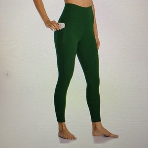 Colorful 25” High Waisted Brushed Leggings- Forest Green